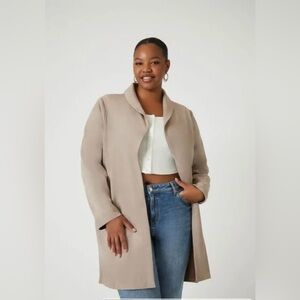 Tahari Tan Faux Suede Leather Car Coat Sz 1x